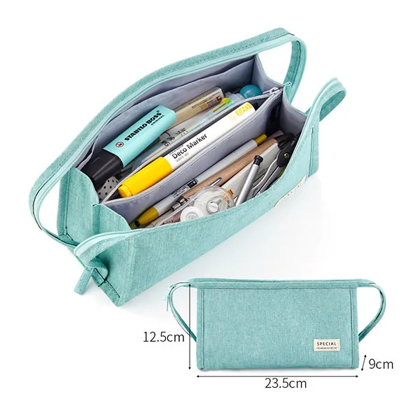 Extra-Wide Opening Multi-Compartments Pencil Case Pouch