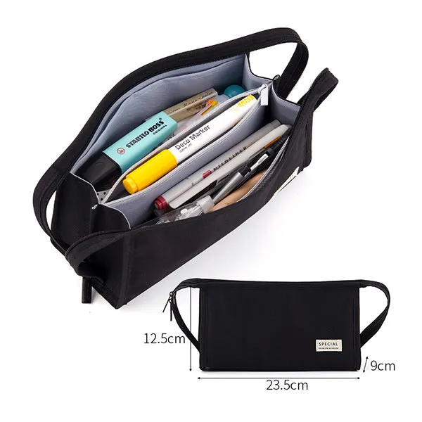 Extra-Wide Opening Multi-Compartments Pencil Case Pouch