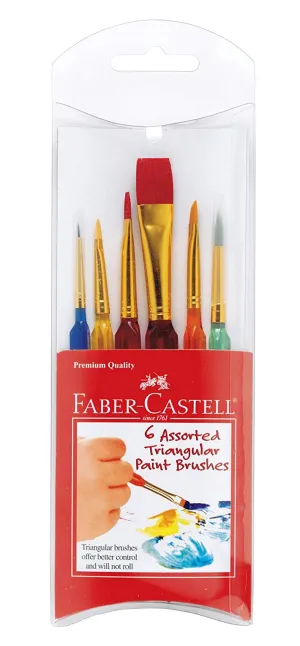 Faber-Castell 6 ct Assorted Triangular Paint Brushes