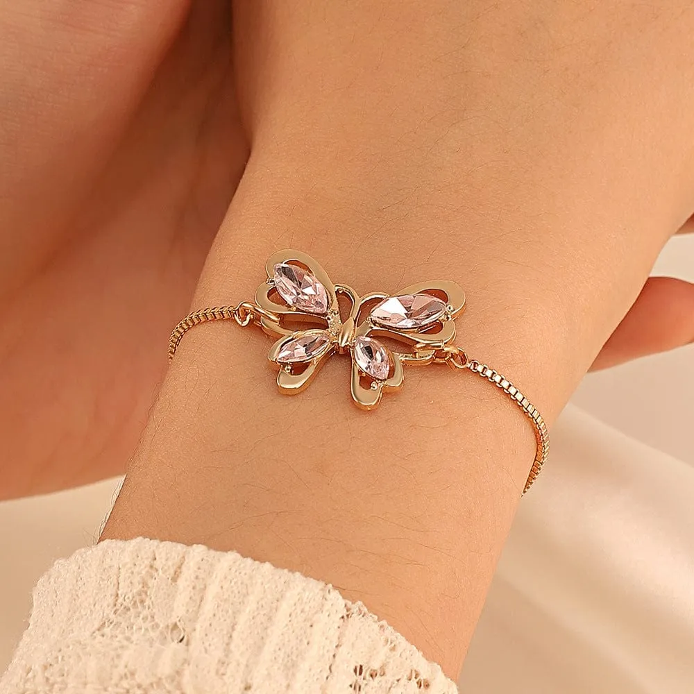 Fashionable Rhinestone Butterfly Bracelet