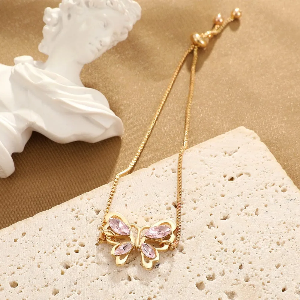 Fashionable Rhinestone Butterfly Bracelet