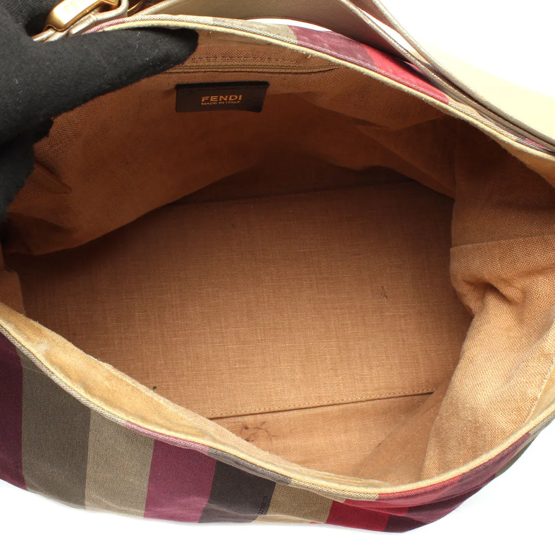 Fendi Pequin Canvas Shoulder Bag - '10s