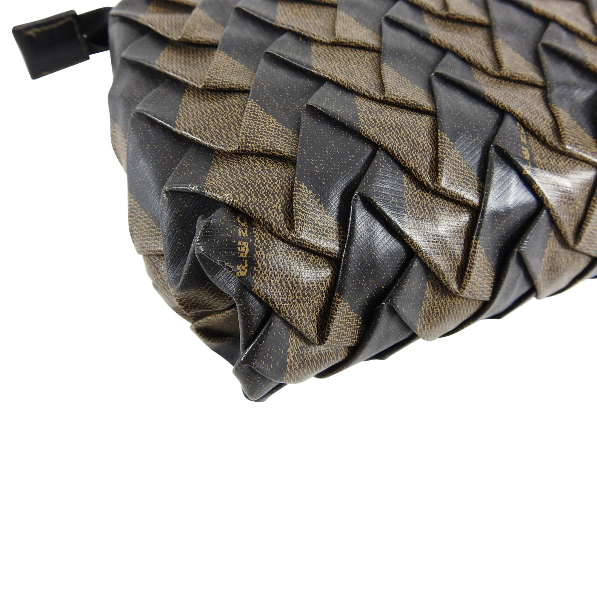 Fendi Vintage 1980's Coated Canvas Zucca Zip Pleat Clutch Bag