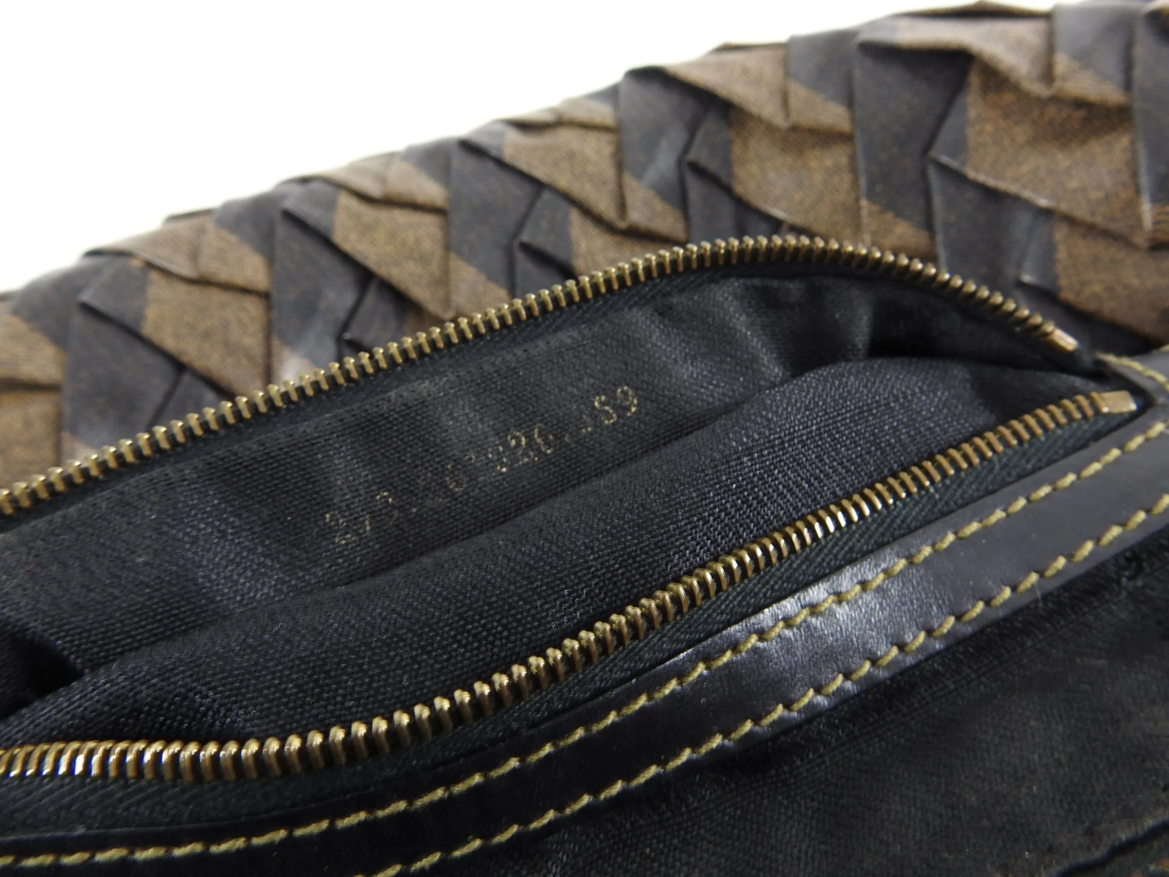 Fendi Vintage 1980's Coated Canvas Zucca Zip Pleat Clutch Bag