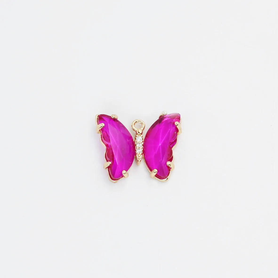 Fuchsia Crystal Butterfly Charm CH-85