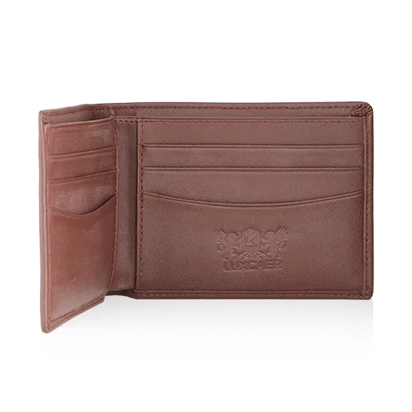 Full grain leather wallet in brown - 6 card slots