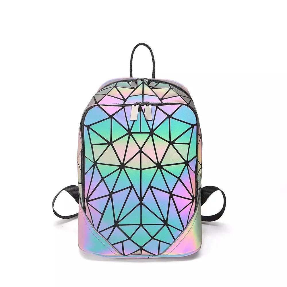 Futuristic reflective glow backpack travel bag bookbag