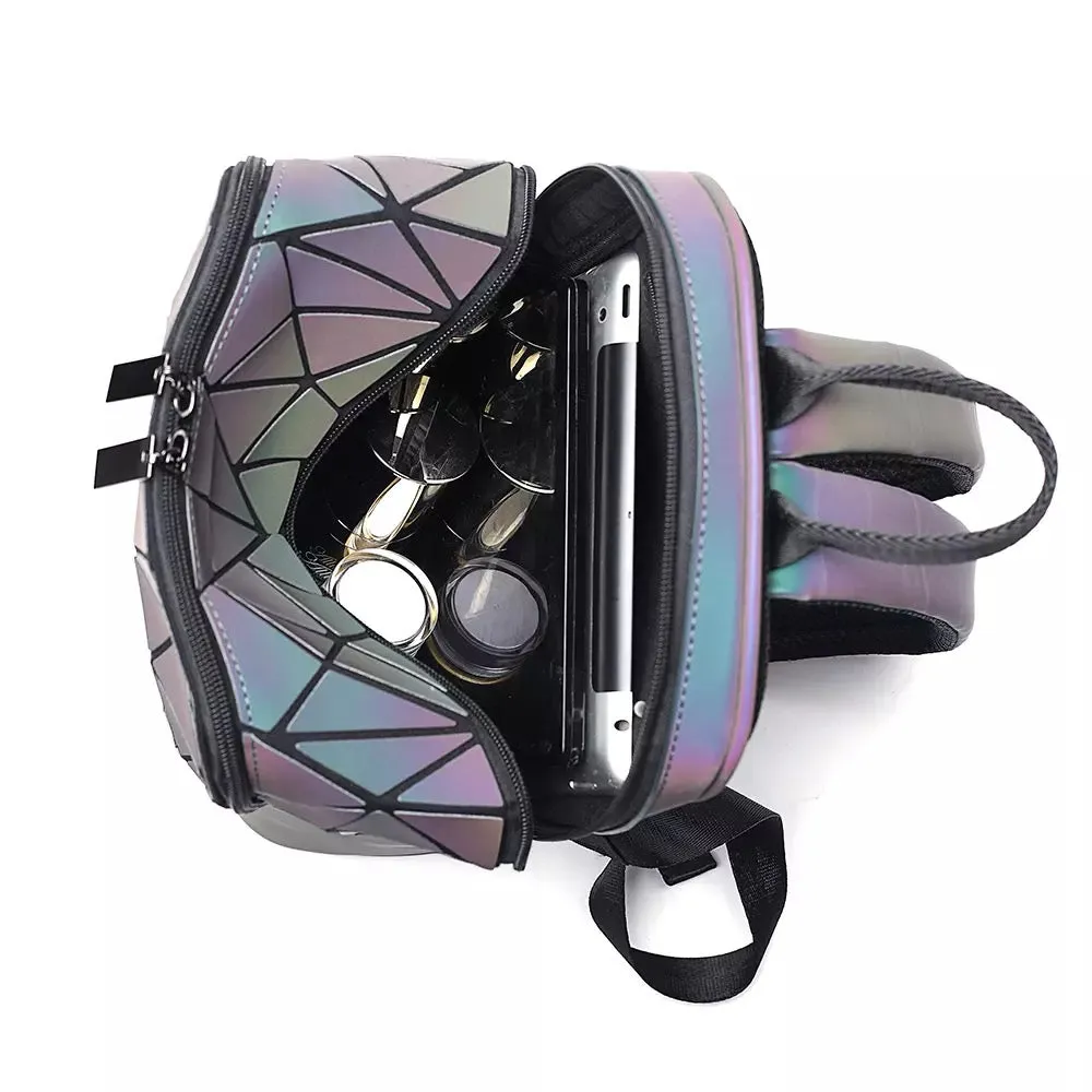 Futuristic reflective glow backpack travel bag bookbag