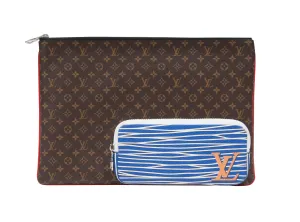 FW20 Pochette A4 Multipocket Brown Monogram Pouch Portfolio M69690