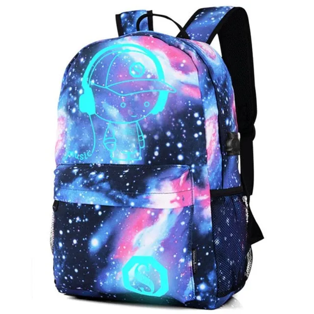 Galaxy School Bag  Collection Canvas USB Charger for Teenage Girls Kids High Quality Backpacks