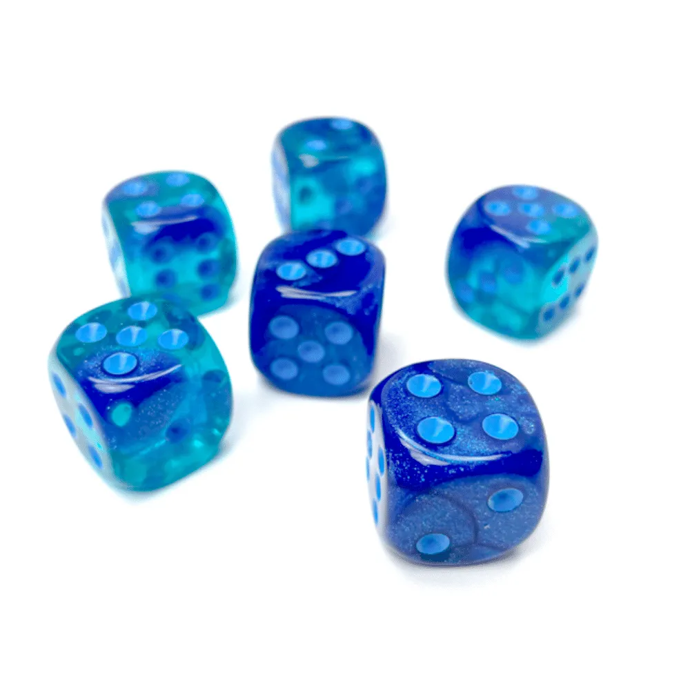 Gemini 16mm d6 Blue-Blue/light blue Luminary Dice Block (12 dice)