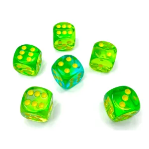 Gemini 16mm d6 Translucent Green-Teal/yellow Dice Block (12 dice)