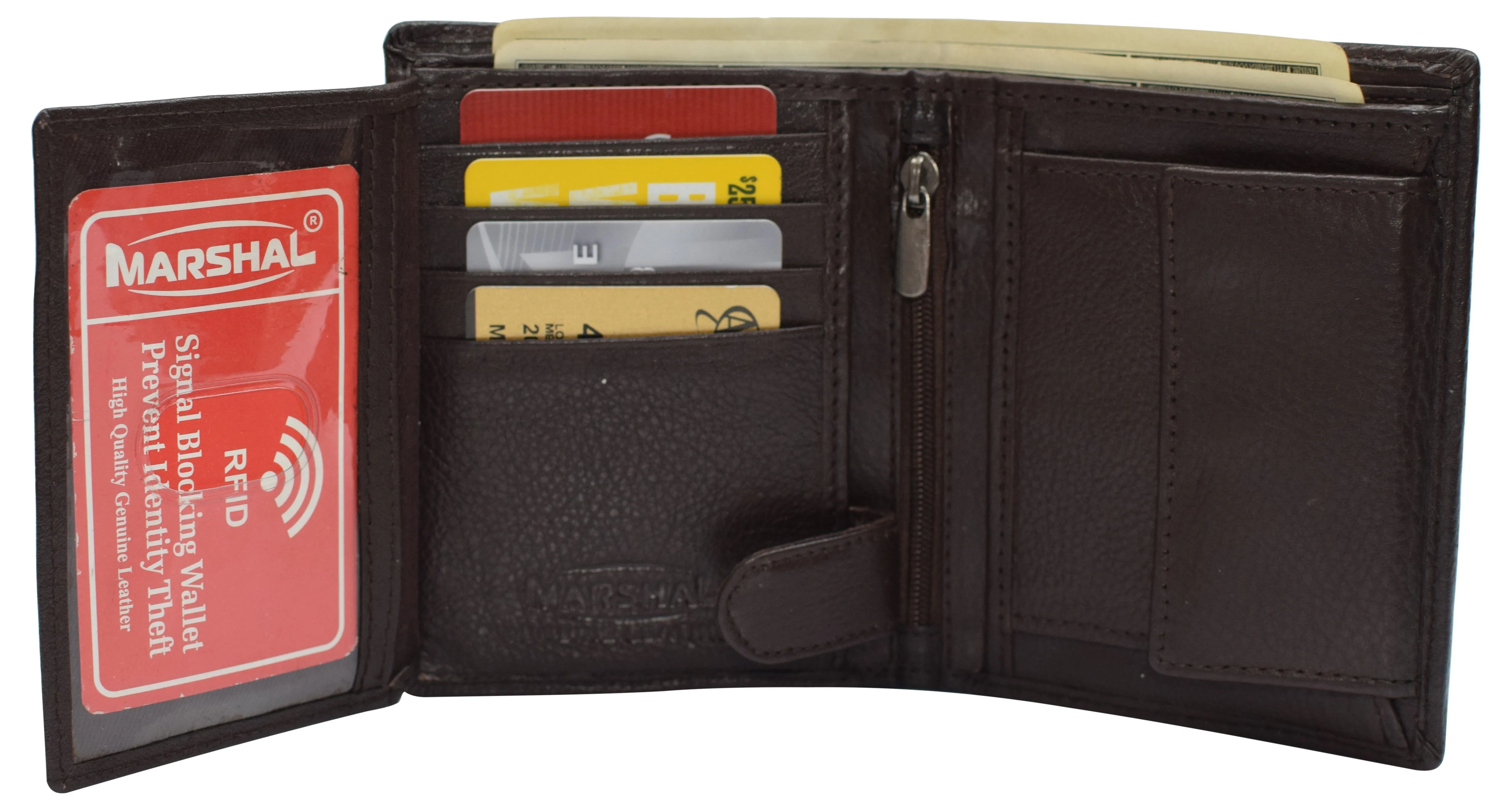 Genuine Leather RFID Signal Blocking Wallets For Men - Large Capacity - Hipster Bifold Multi Credit Card Holder