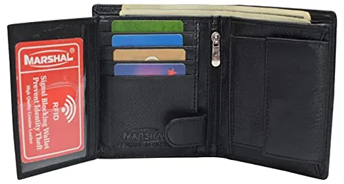 Genuine Leather RFID Signal Blocking Wallets For Men - Large Capacity - Hipster Bifold Multi Credit Card Holder