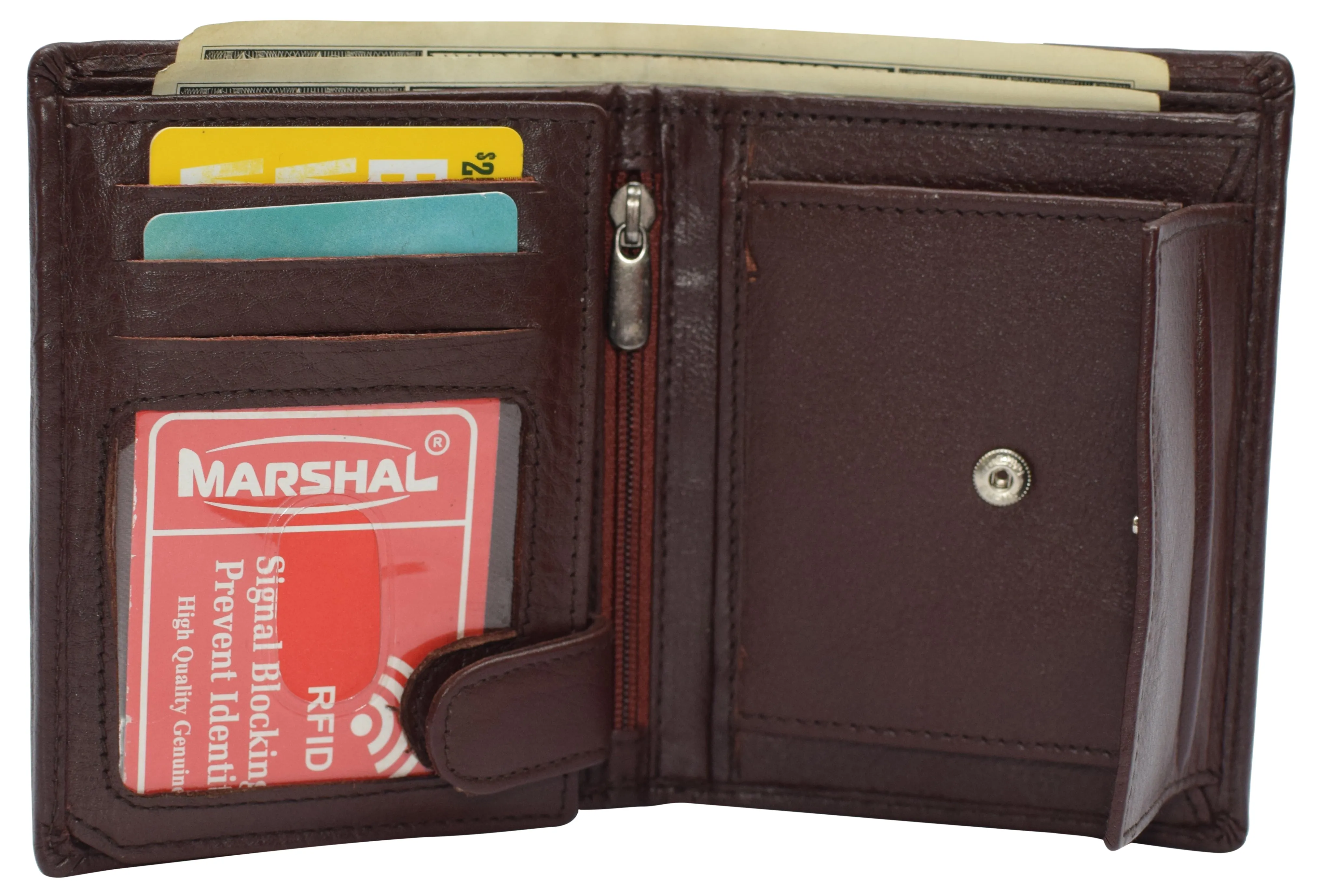 Genuine Leather RFID Signal Blocking Wallets For Men - Large Capacity - Hipster Bifold Multi Credit Card Holder