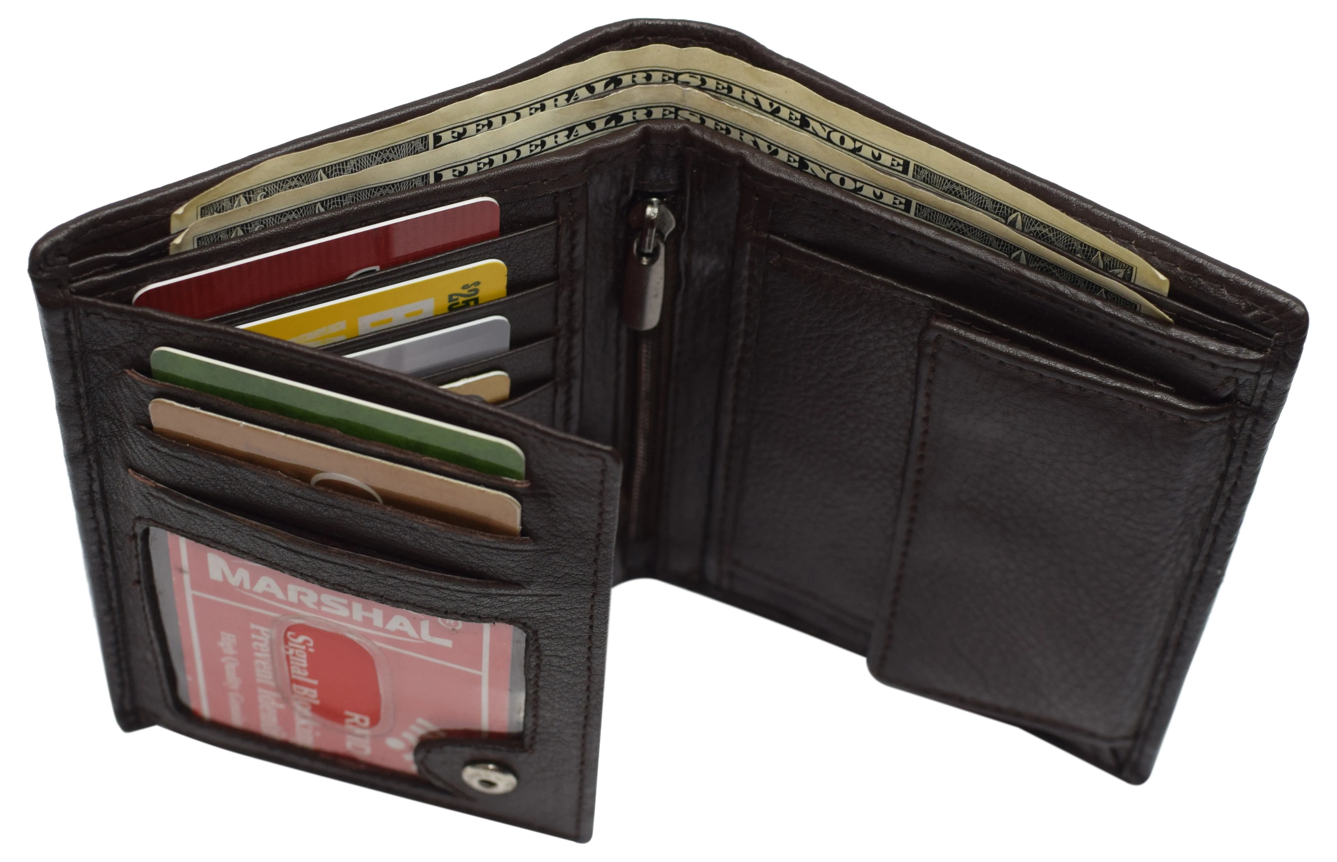 Genuine Leather RFID Signal Blocking Wallets For Men - Large Capacity - Hipster Bifold Multi Credit Card Holder