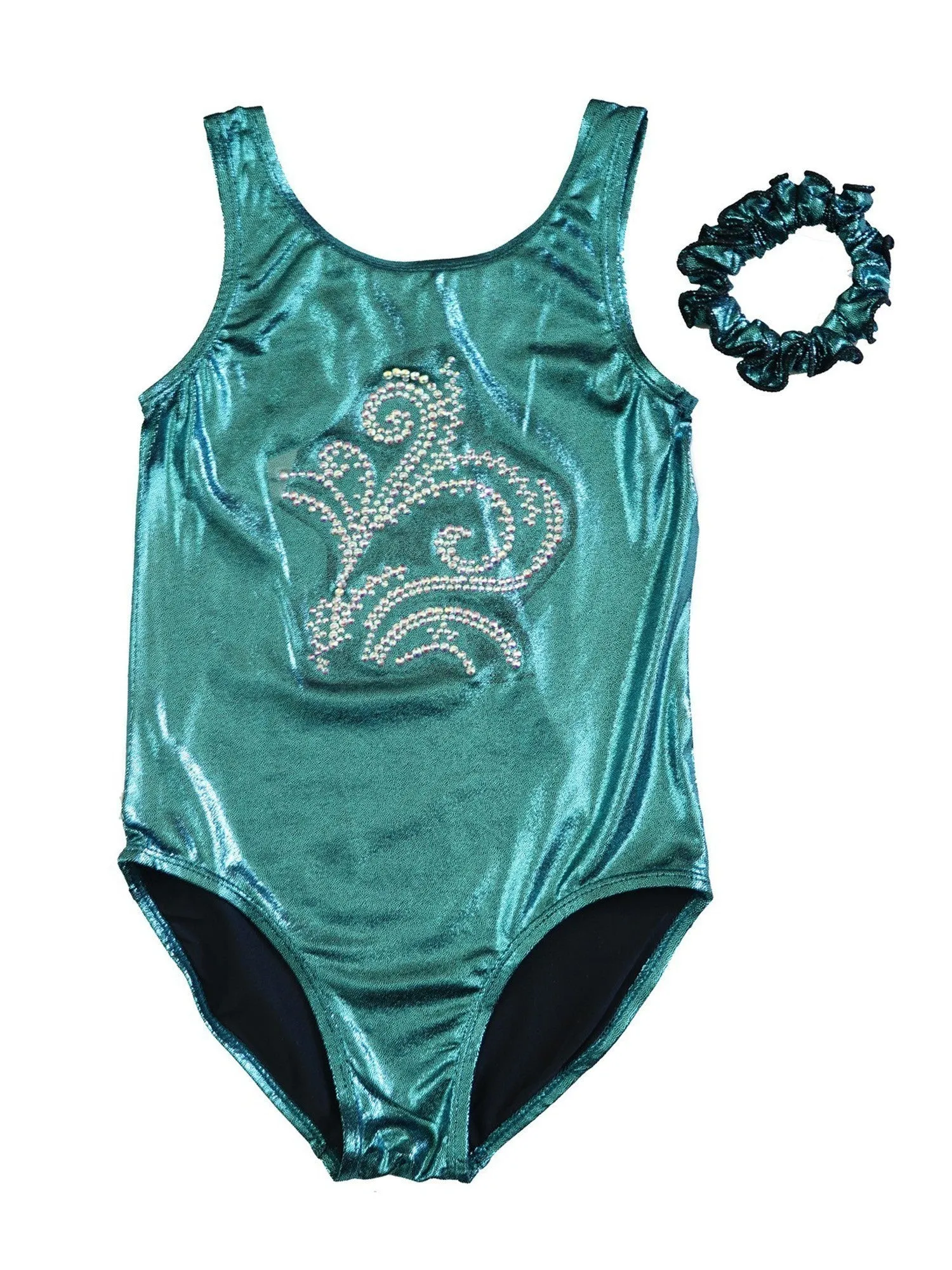 Girls Turquoise Glitter Rhinestone Flower Leotard Dancewear 9M-8