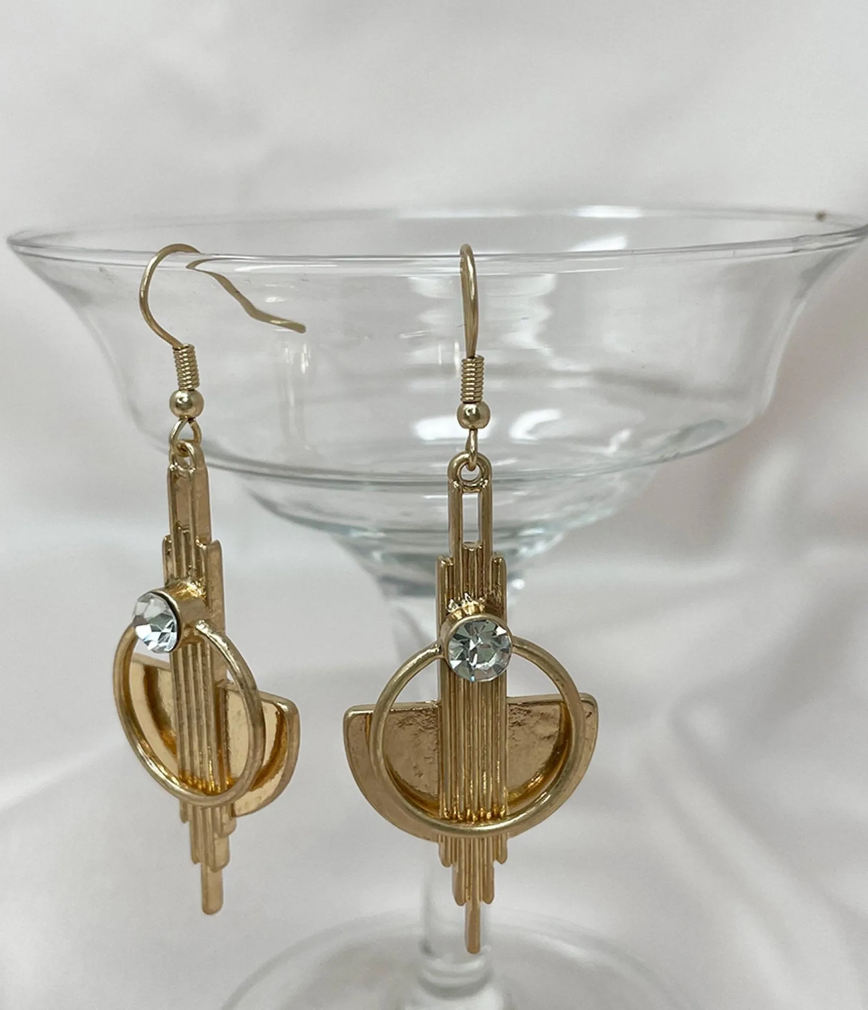 Gold Art Deco Drop Earrings