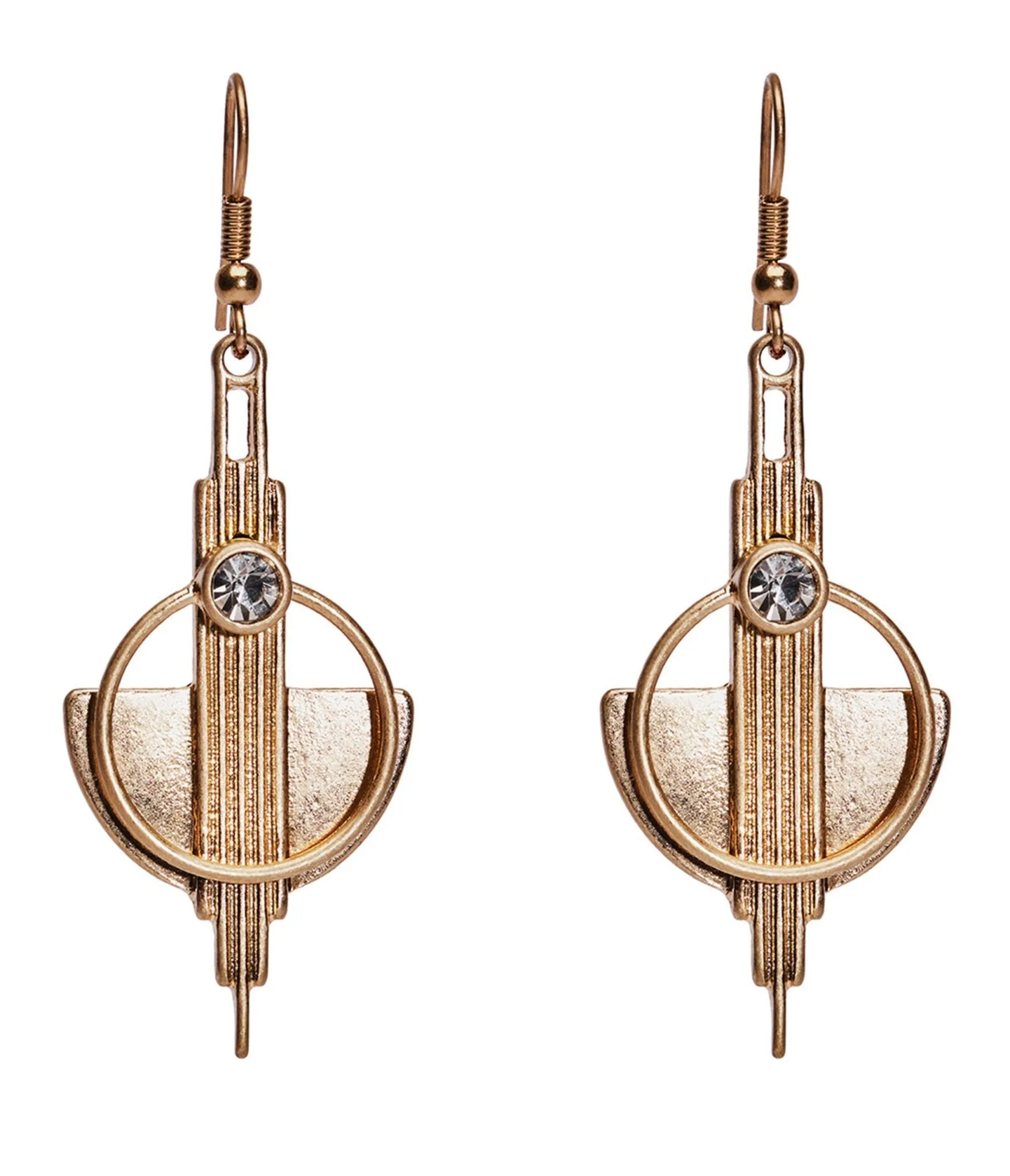 Gold Art Deco Drop Earrings