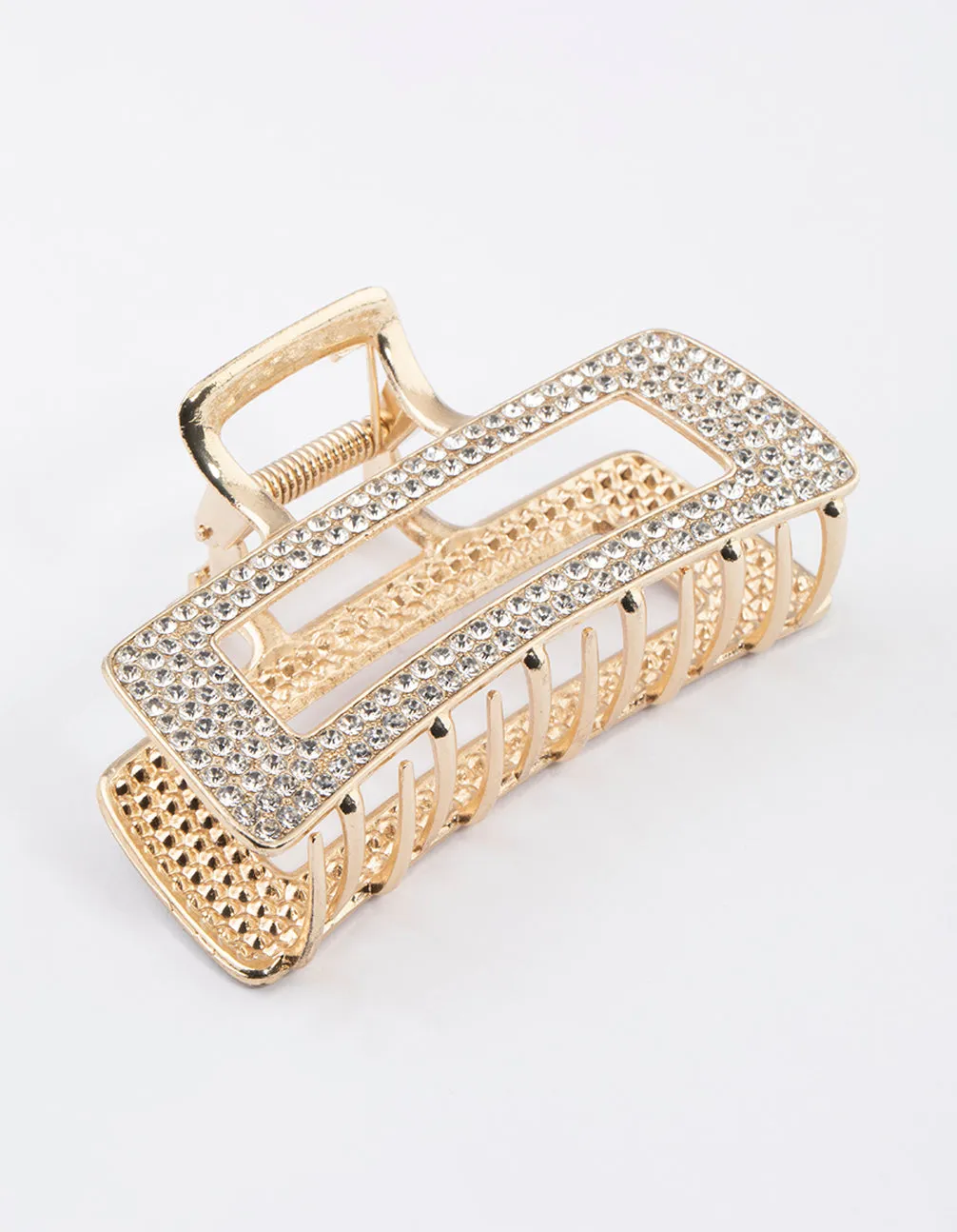 Gold Dazzling Rectangle Hair Claw Clip