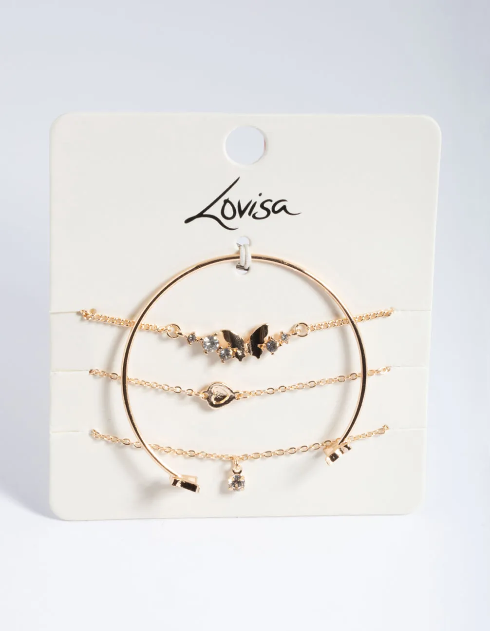 Gold Diamante Butterfly Twist Bracelet 4-Pack