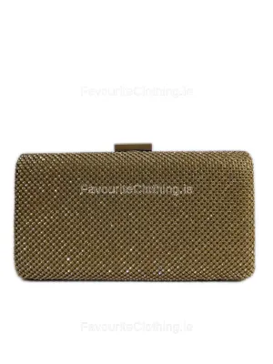 Gold Diamante Embellised Clutch Bag