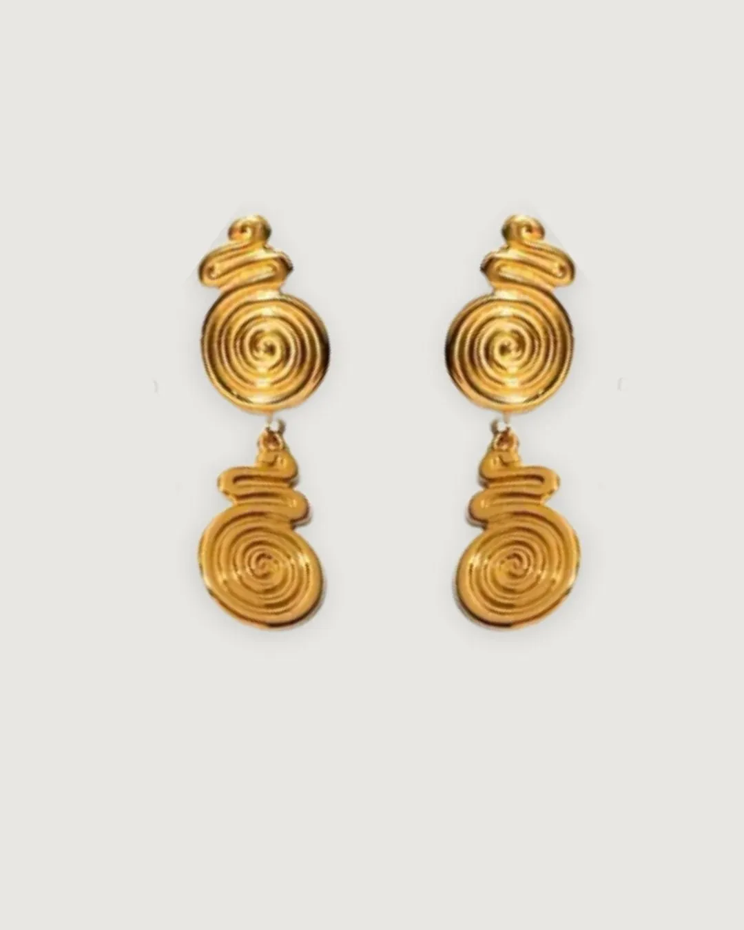 GOLDEN SPIRAL DROP STUD EARRINGS GOLD