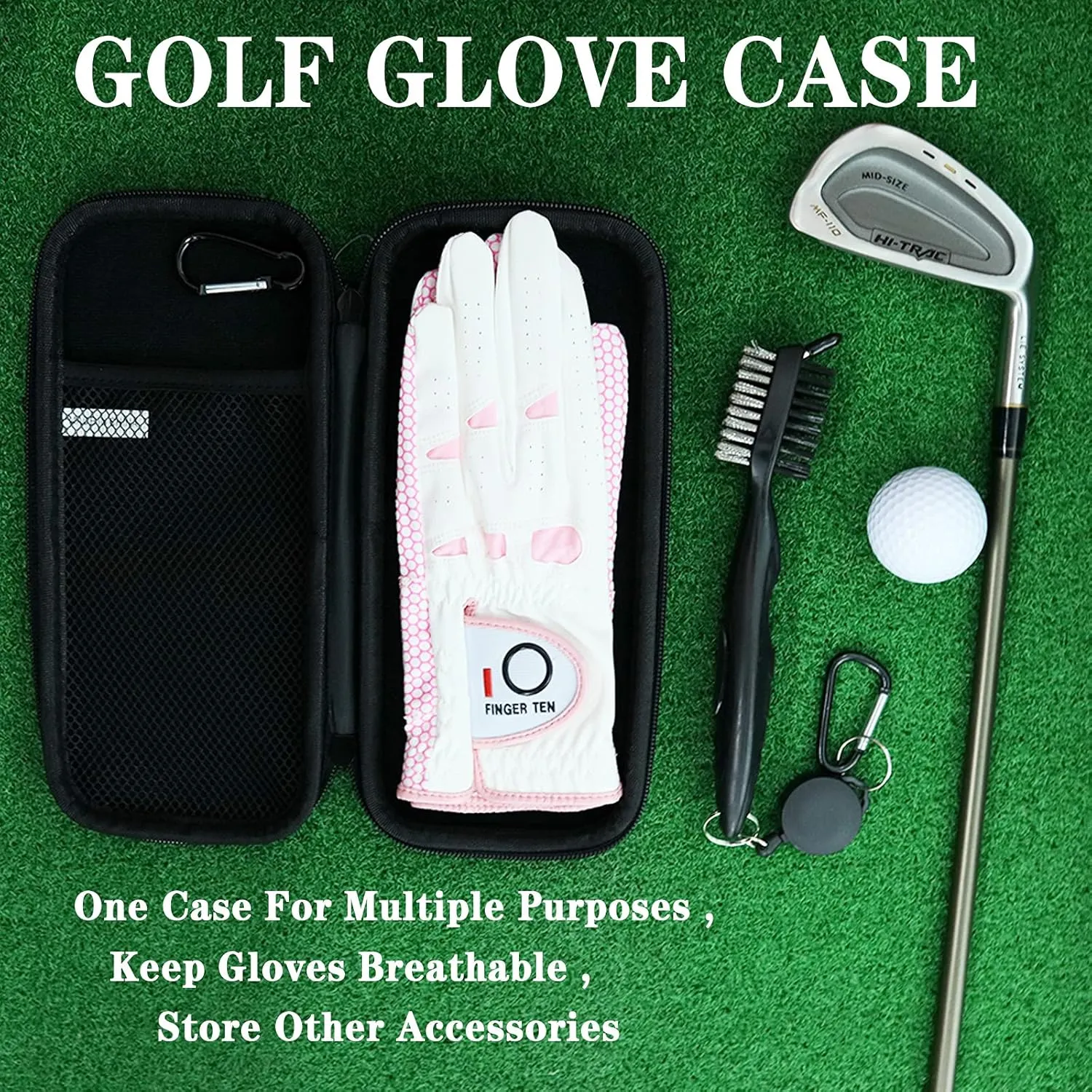 Golf Glove Holder Case 2 Pack with Clip Hook