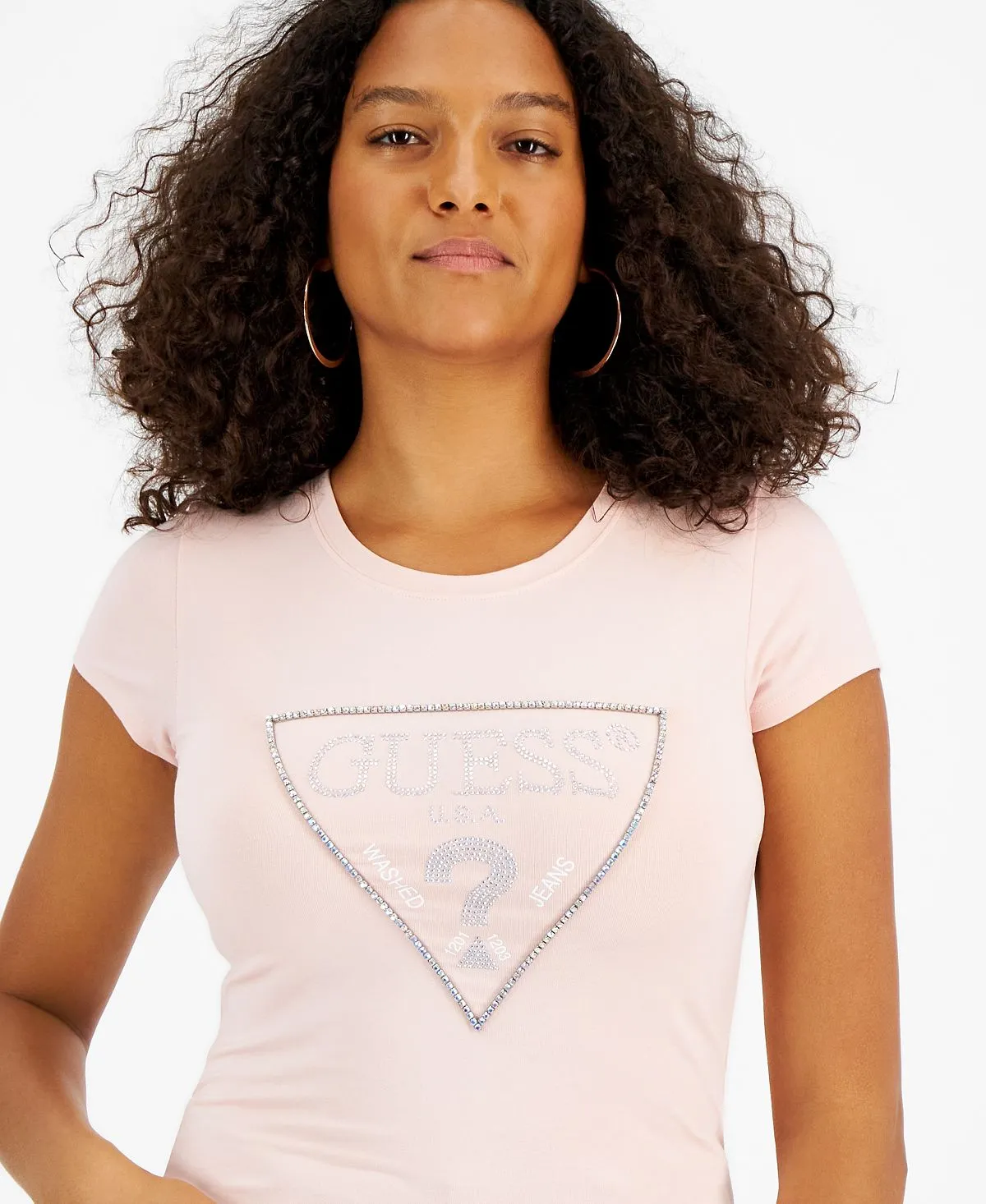 GUESS Women's T-shirt with embellished logo, multi