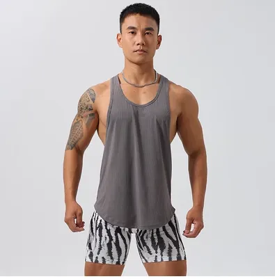 GYM BUDDY STRIPED LOOSE WORKOUT TANK TOP T SHIRTS