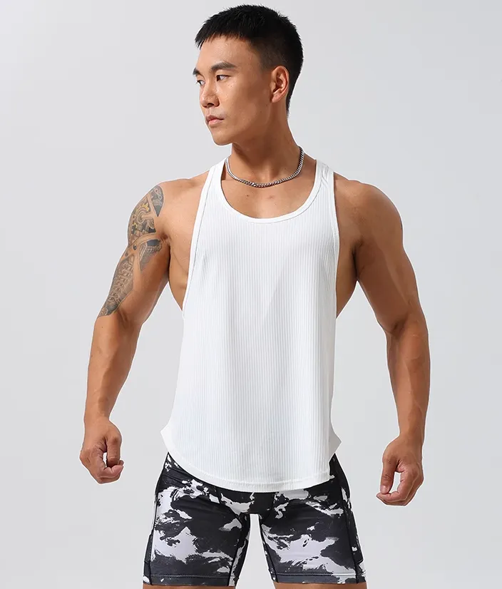 GYM BUDDY STRIPED LOOSE WORKOUT TANK TOP T SHIRTS