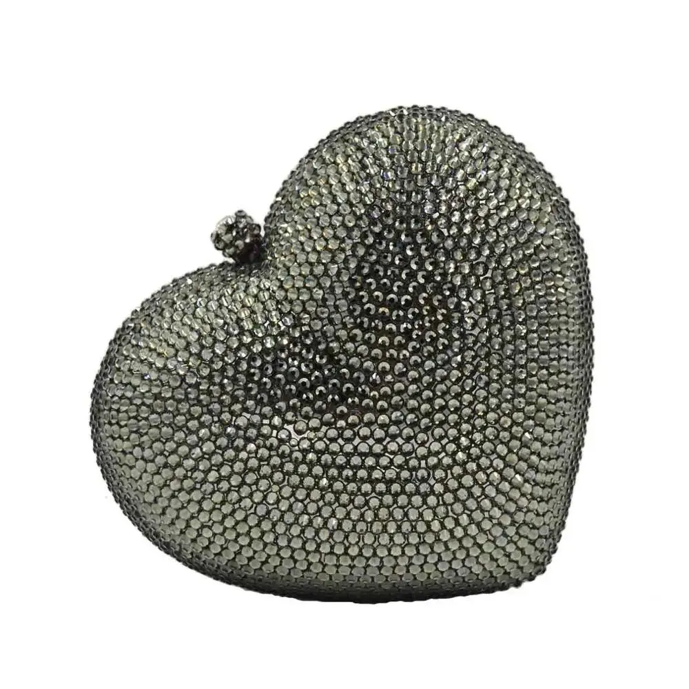 Heart Shape Silver Shine Luxury Clutch Evening Bag