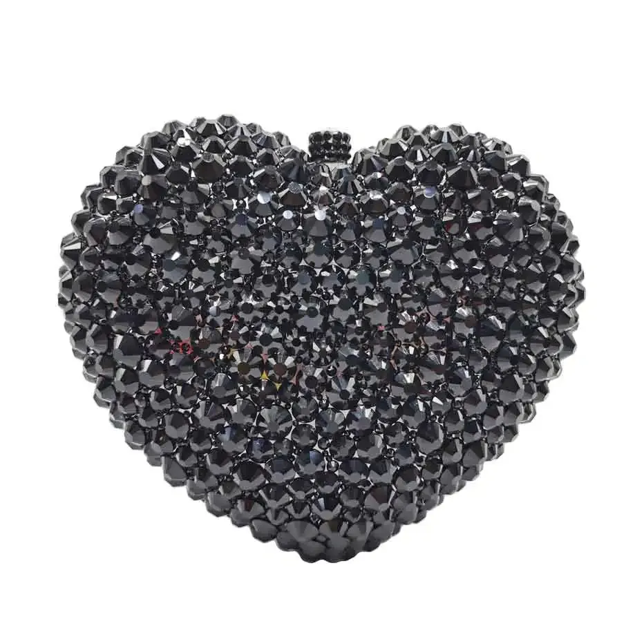 Heart Shape Silver Shine Luxury Clutch Evening Bag