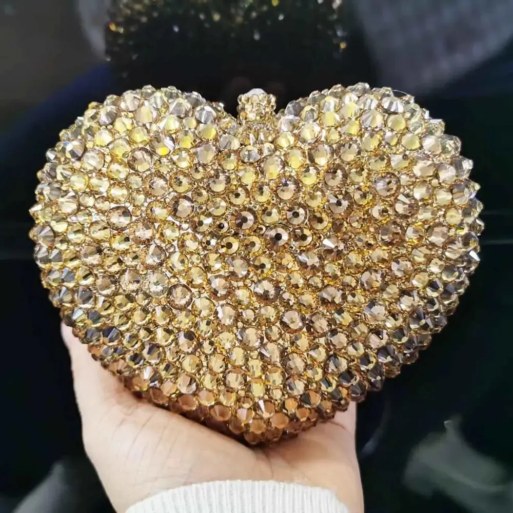 Heart Shape Silver Shine Luxury Clutch Evening Bag