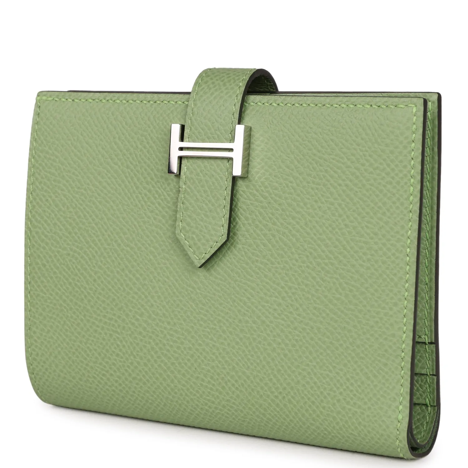 Hermes Bearn Compact Wallet Vert Criquet Epsom Palladium Hardware