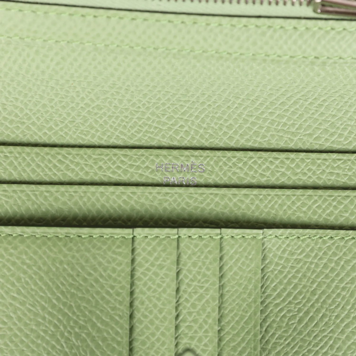 Hermes Bearn Compact Wallet Vert Criquet Epsom Palladium Hardware