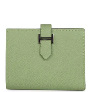 Hermes Bearn Compact Wallet Vert Criquet Epsom Palladium Hardware