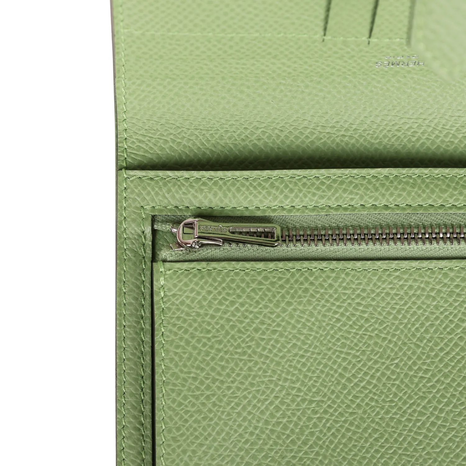 Hermes Bearn Compact Wallet Vert Criquet Epsom Palladium Hardware