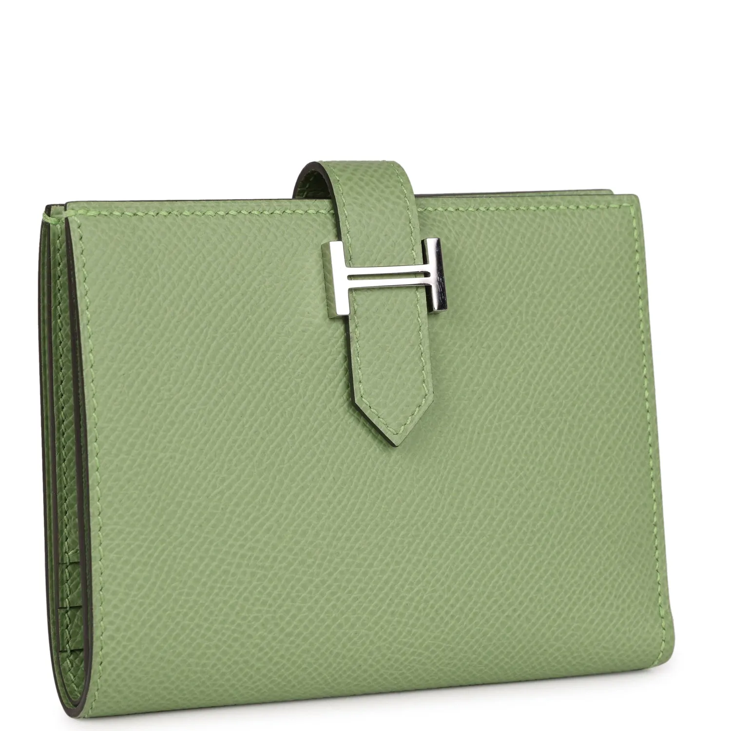 Hermes Bearn Compact Wallet Vert Criquet Epsom Palladium Hardware