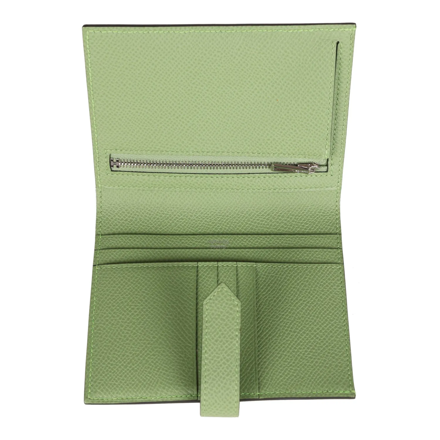 Hermes Bearn Compact Wallet Vert Criquet Epsom Palladium Hardware