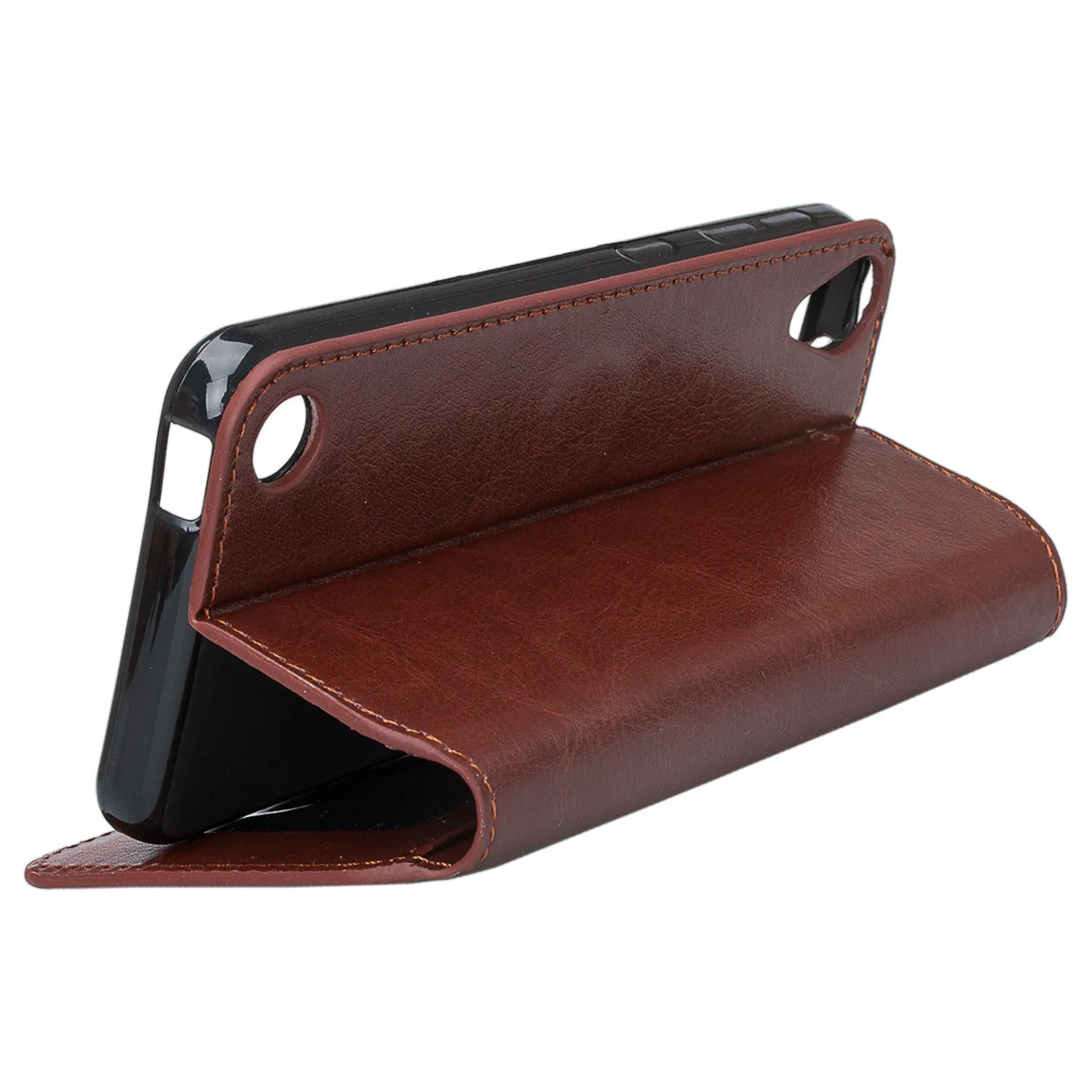 HTC Desire 530 Case, Pu Leather Magnetic Flip Fold[Kickstand] Wallet Case with ID & Card Slots for Desire 530 - Brown