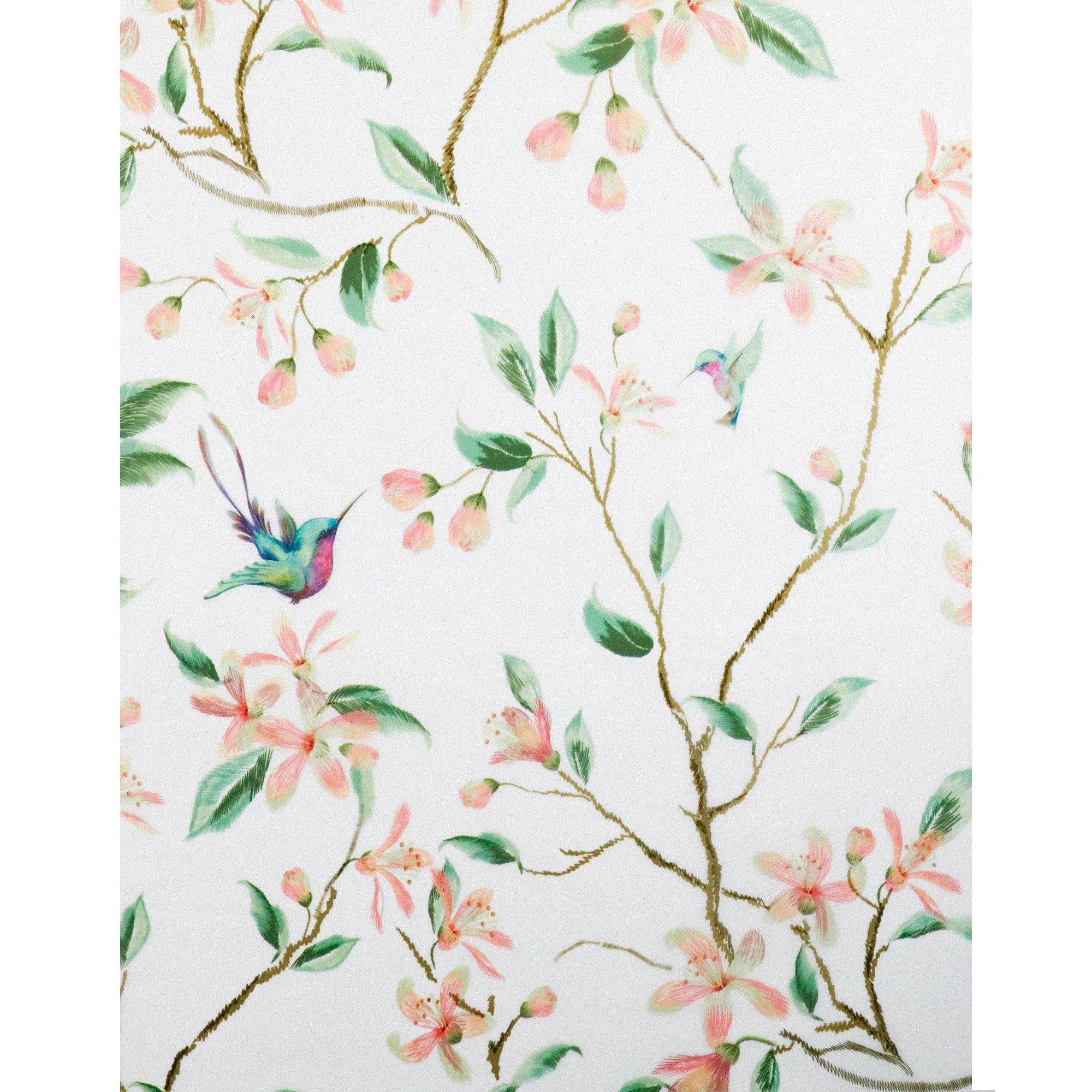 Hummingbirds Floral Art Static Cling Window Film