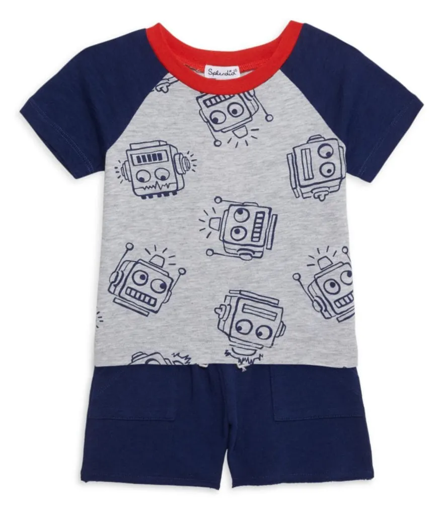 Indigo Sky Robot Print Tee Set