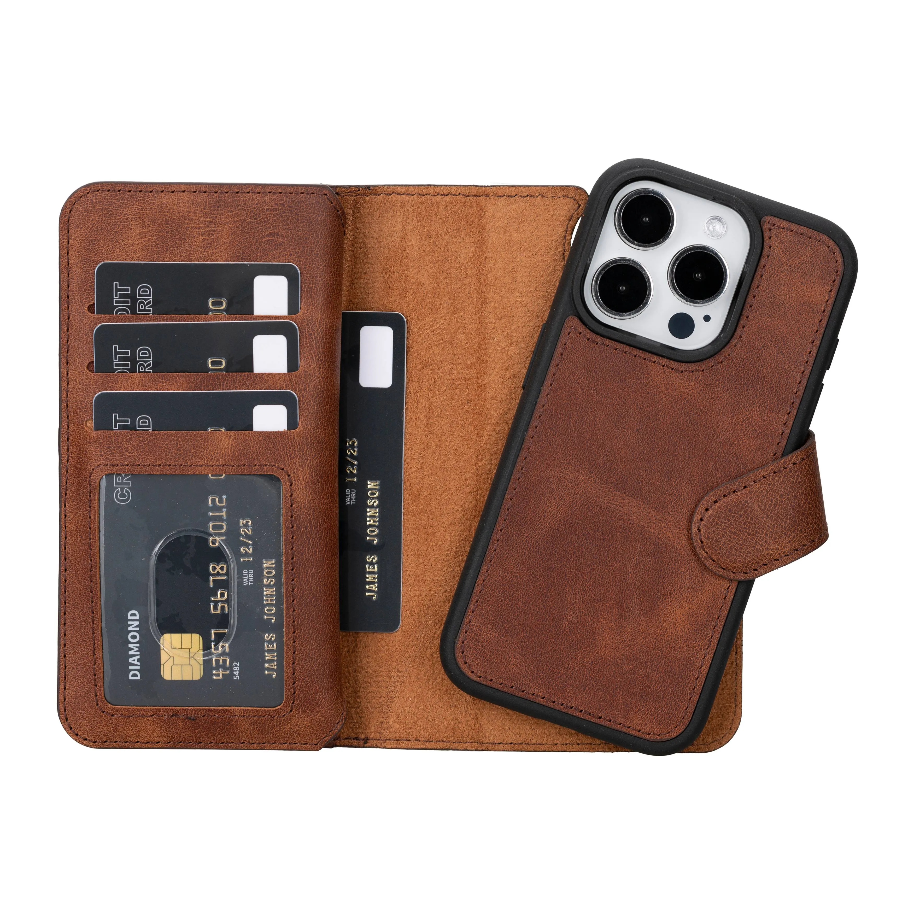 iPhone 15 Pro Dual Leather Wallet Case