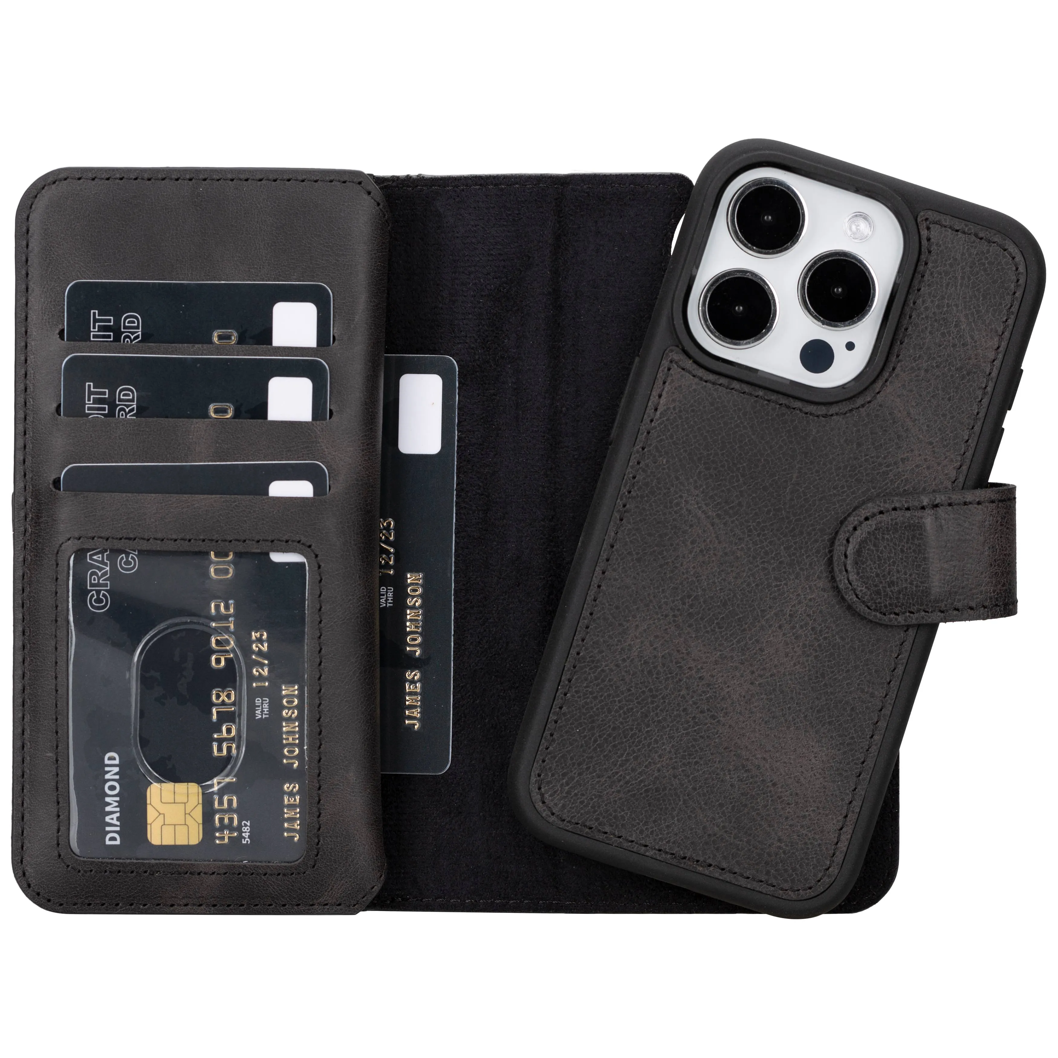 iPhone 15 Pro Dual Leather Wallet Case