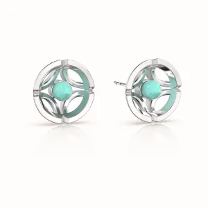 Jalan Besar Large Stud Earrings - Sterling Silver - Amazonite