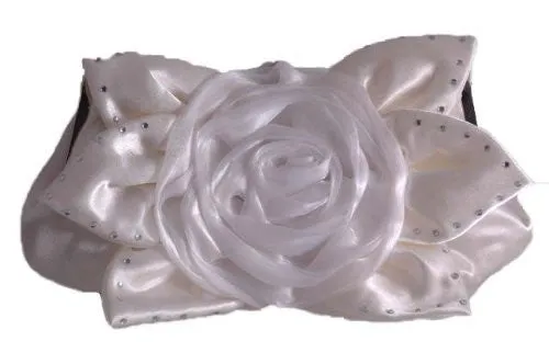 Jewel Satin Rose Detail Clutch Bag