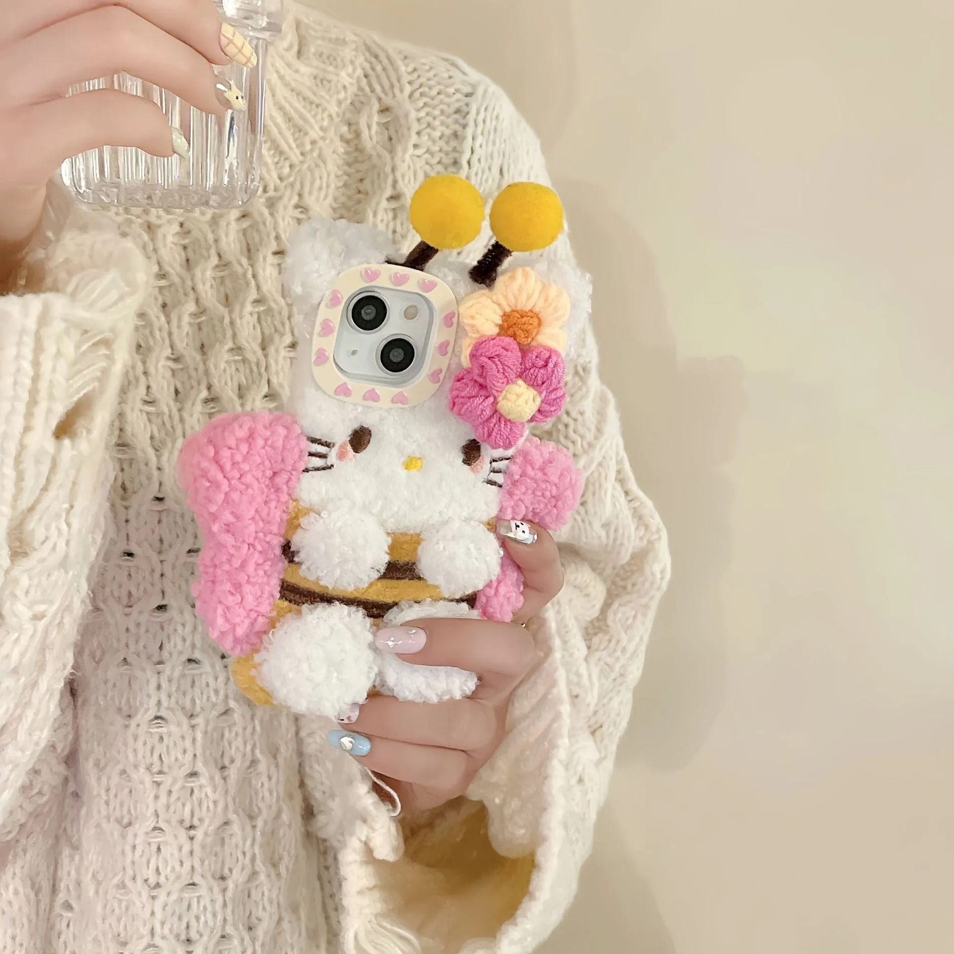 Kawaii Kitty Bee Plush iPhone Case