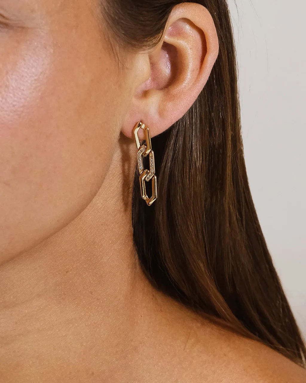 Kinslee Chain Drop Stud Earrings