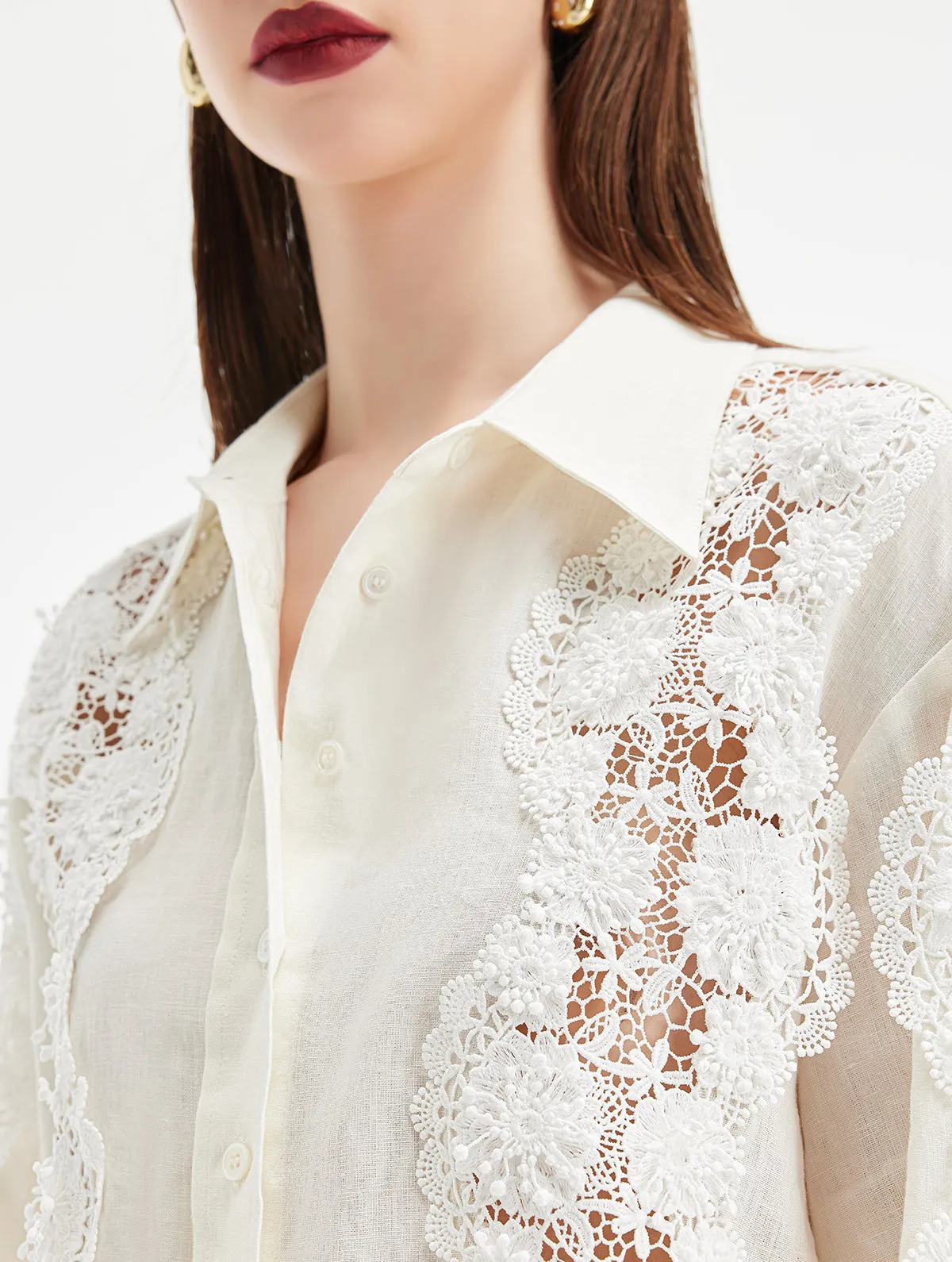 Lace Floral Embroidered Blouse